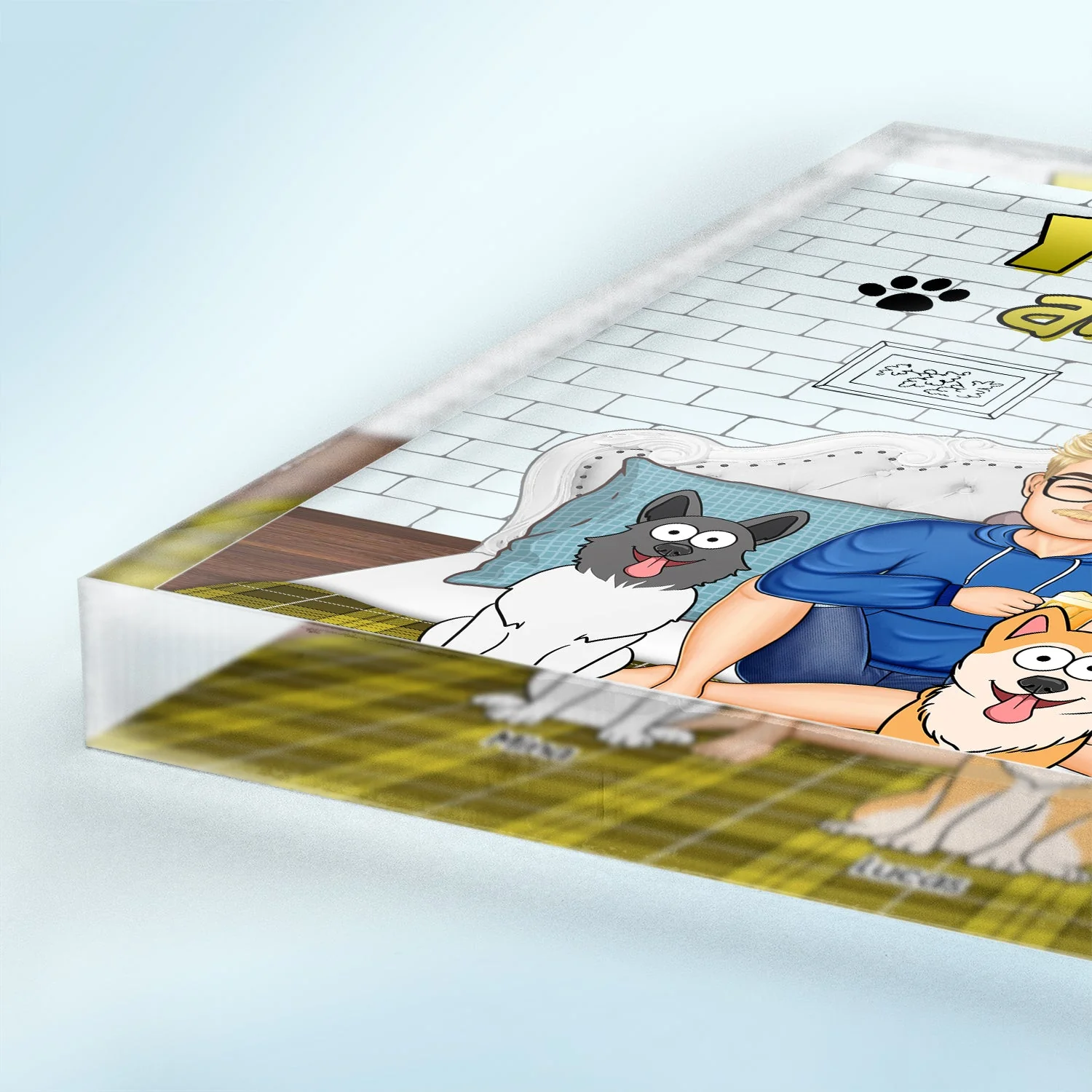 You And Me And The Fur Babies - Gift For Pet Couples - Personalized Square Shaped Acrylic Plaque - Image 3