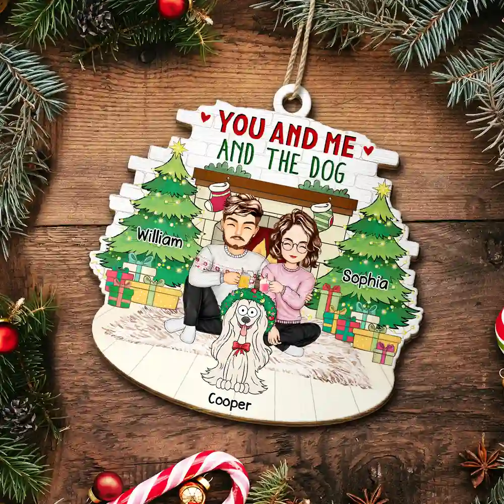 You And Me And The Fur Babies - Personalized Custom Shaped Wooden Ornament - Image 5