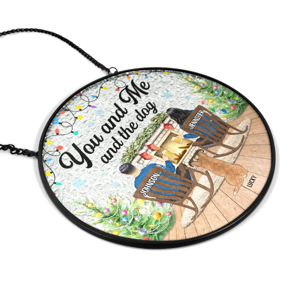 You And Me And The Fur Babies - Personalized Stained Glass Window Hanging Suncatcher - Image 2