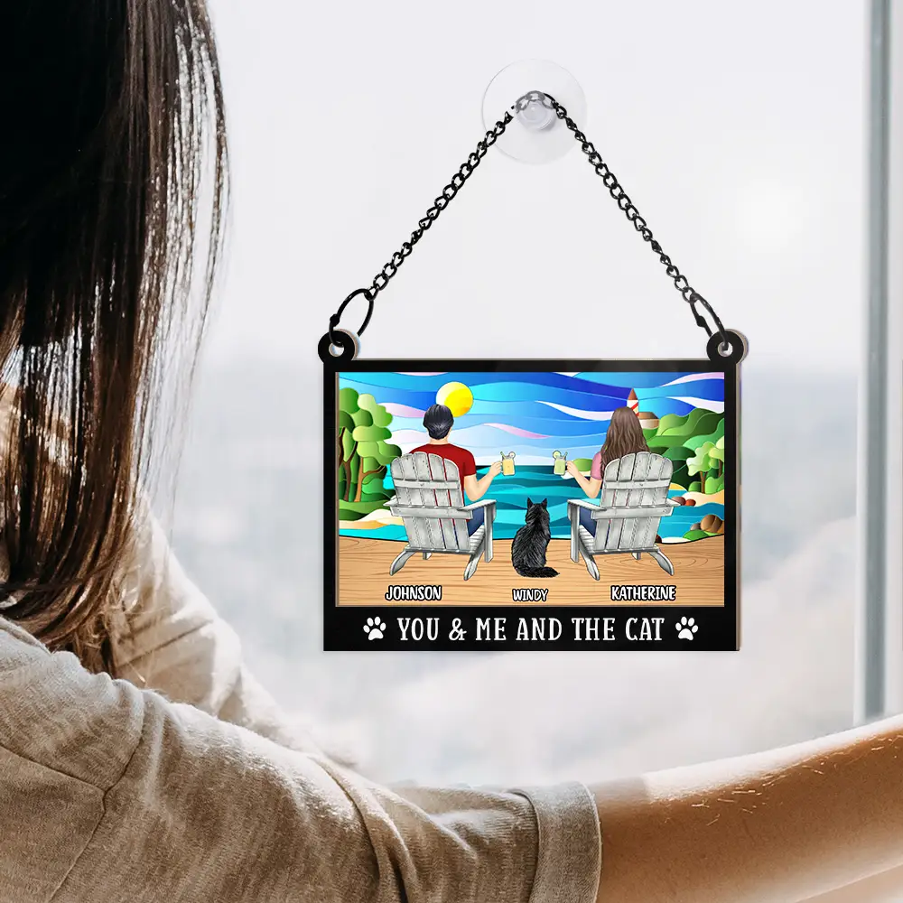 You And Me And The Fur Babies - Personalized Window Hanging Suncatcher Ornament - Image 4