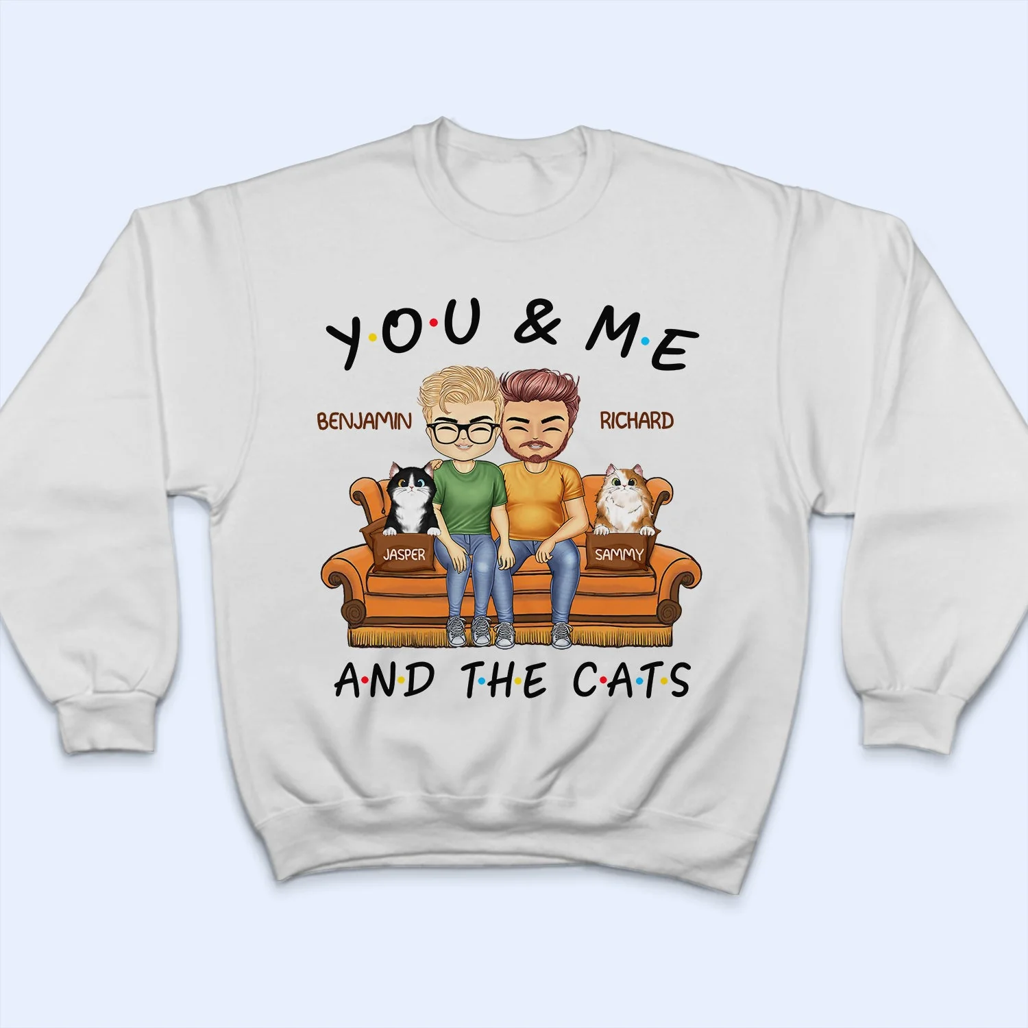 You And Me And The Pets - Birthday, Anniversary Gift For Spouse, Lover, Husband, Wife, Boyfriend, Girlfriend, Couple Who Love Dogs, Cats - Personalized Custom T Shirt - Image 5