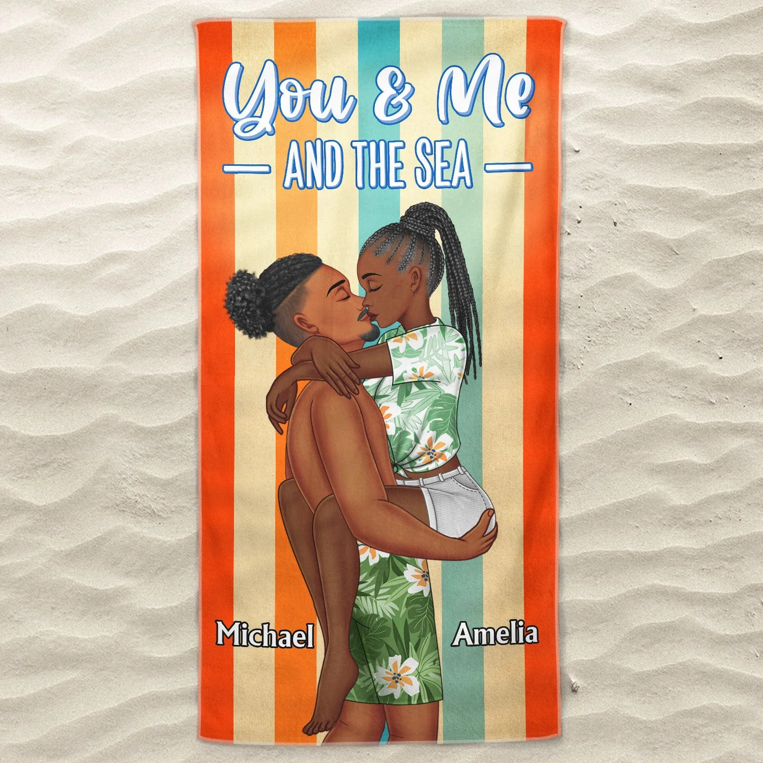 You And Me And The Sea - Birthday, Loving, Anniversary, Vacation, Travel Gift For Spouse, Husband, Wife, Couple, Boyfriend, Girlfriend - Personalized Beach Towel - Image 3