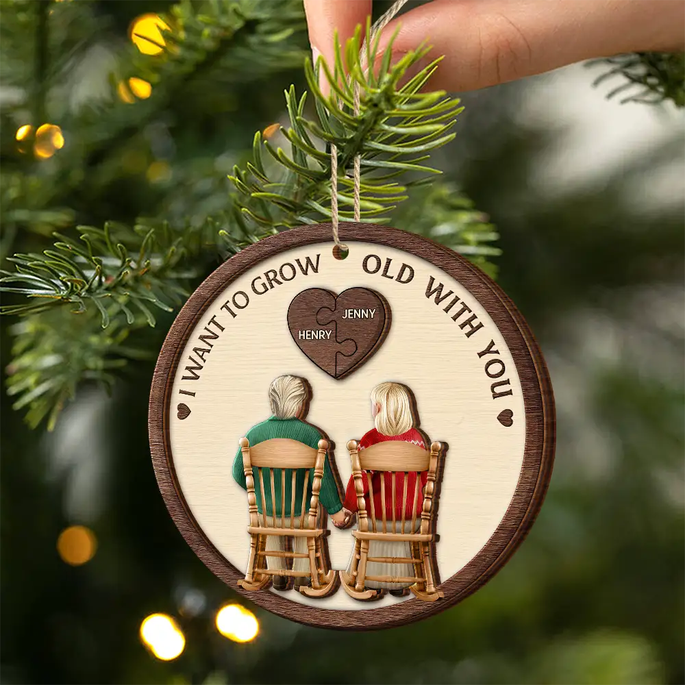 You And Me Grow Old Together - Personalized 2-Layered Wooden Ornament - Image 2