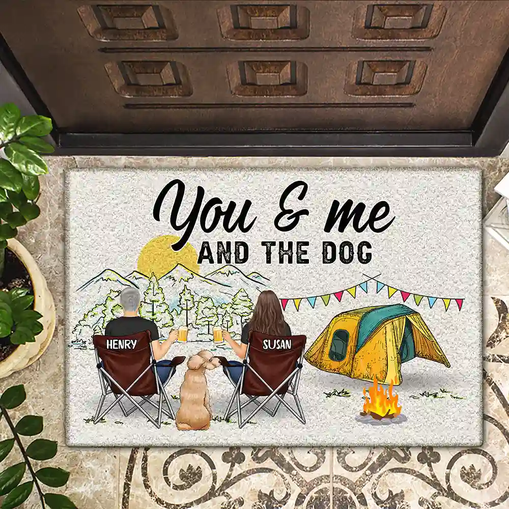 You And Me Home Is Where Camping With Pet - Personalized Doormat - Image 2