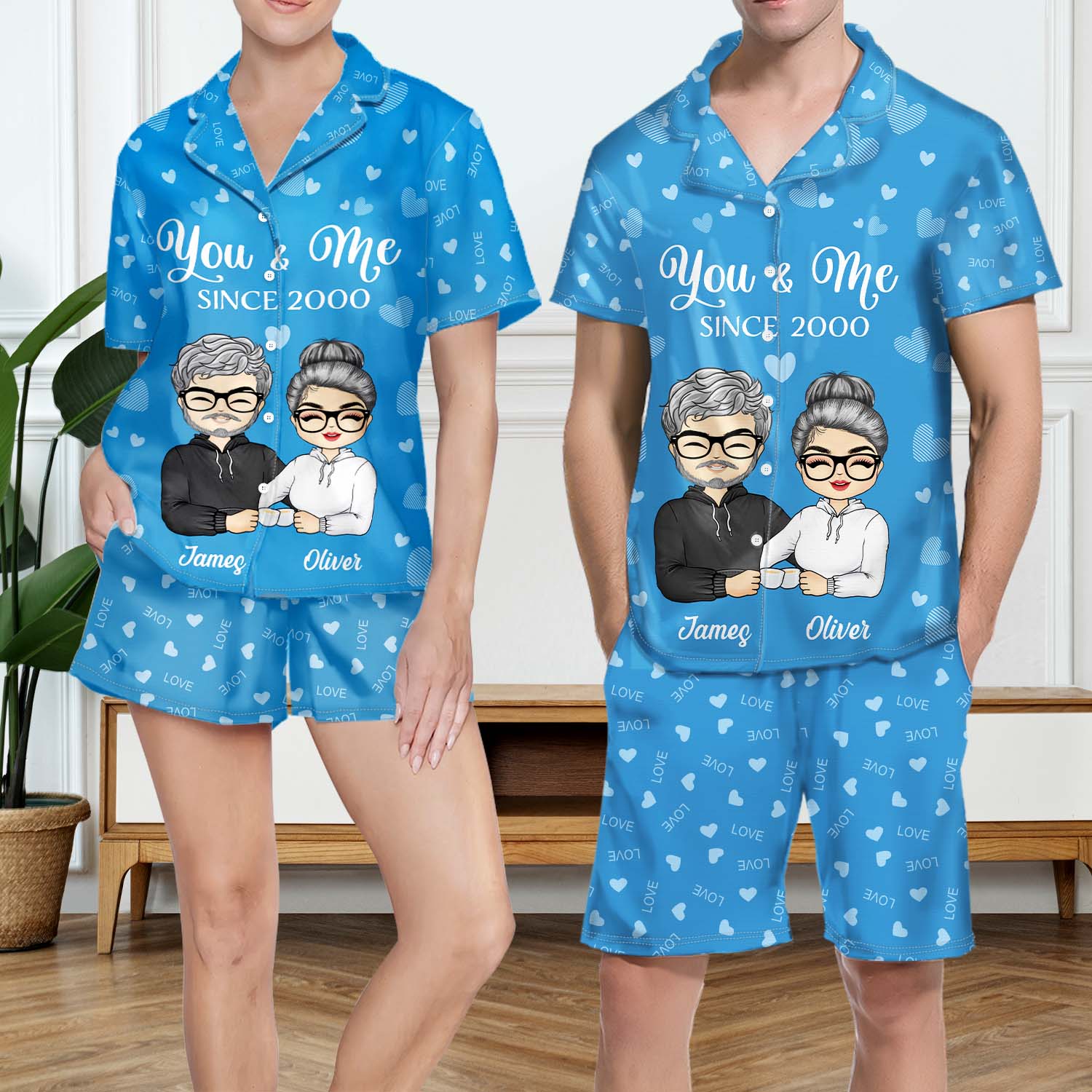 You And Me Since - Anniversary, Birthday Gift For Spouse, Husband, Wife, Boyfriend, Girlfriend - Personalized Custom Short Pajamas Set - Image 3