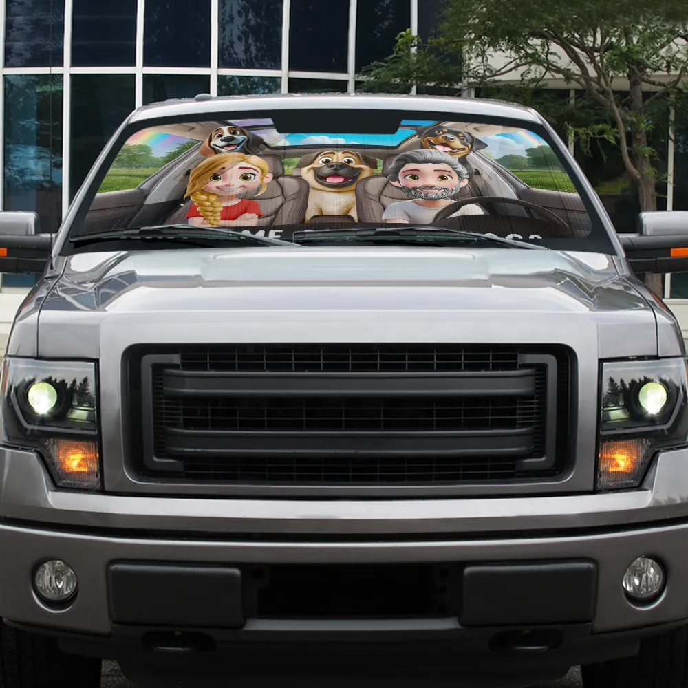 You And Me & The Dogs - Personalized Auto Sunshade - Image 5