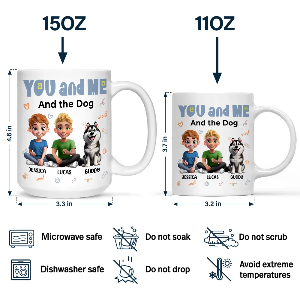 You And Me & The Dogs Sitting Couple - Personalized Mug - Image 4