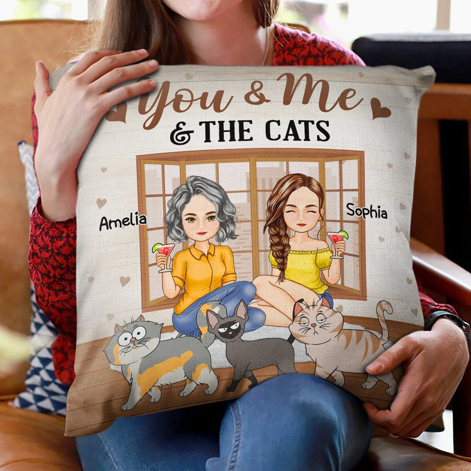 You And Me & The Fur Babies - Gift For Couples, Dog Lovers, Cat Lovers, Pet Lovers - Personalized Pillow - Image 2