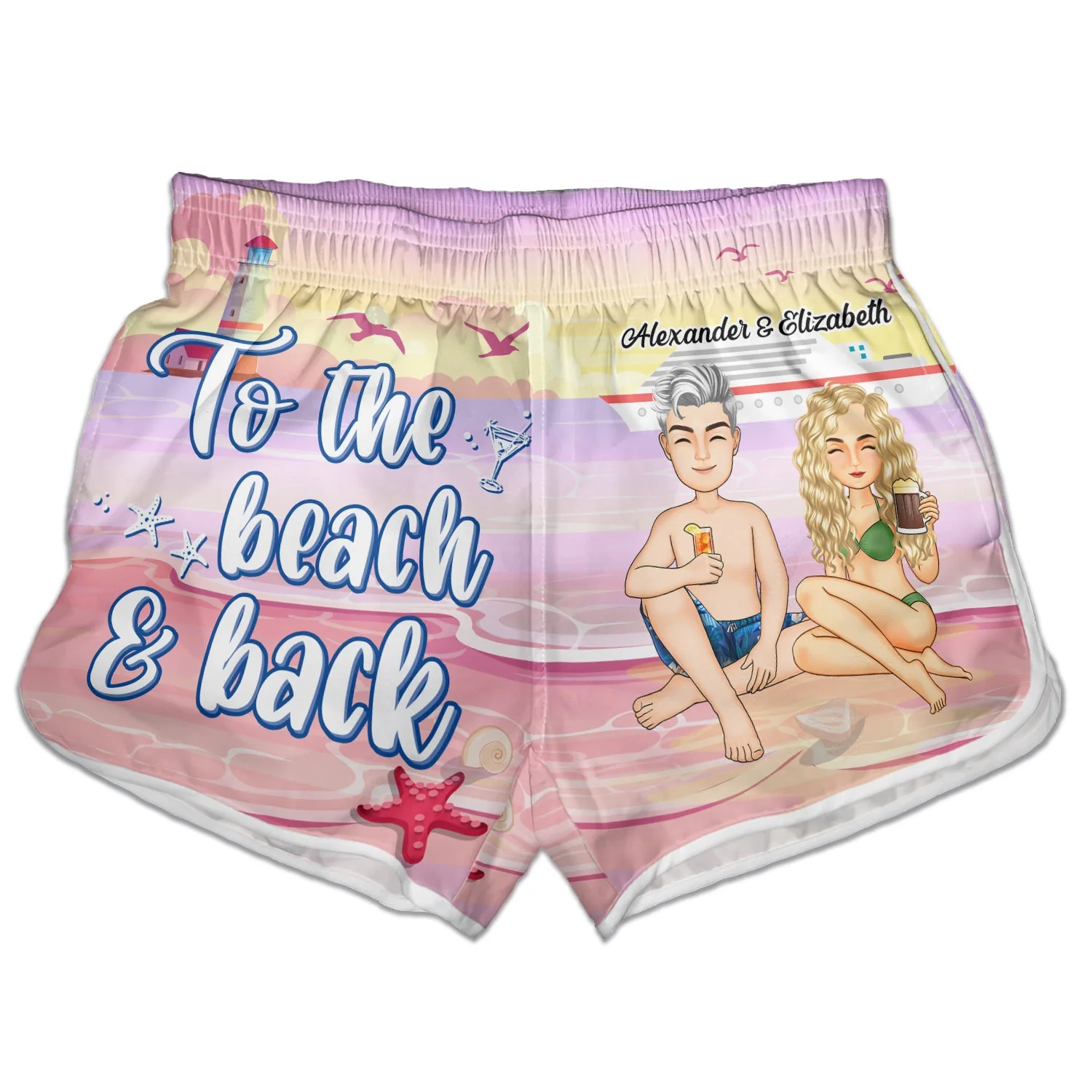 You And Me Together For Shore - Gift For Couples, Spouse, Lover, Husband, Wife, Boyfriend, Girlfriend - Personalized Couple Beach Shorts - Image 4