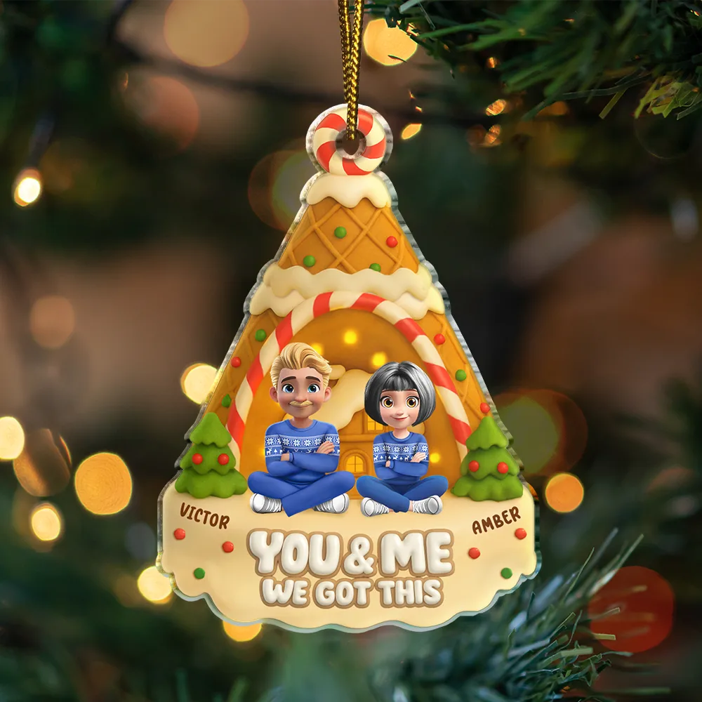 You And Me Waffle Christmas Tree - Personalized Custom Shaped Acrylic Ornament - Image 3
