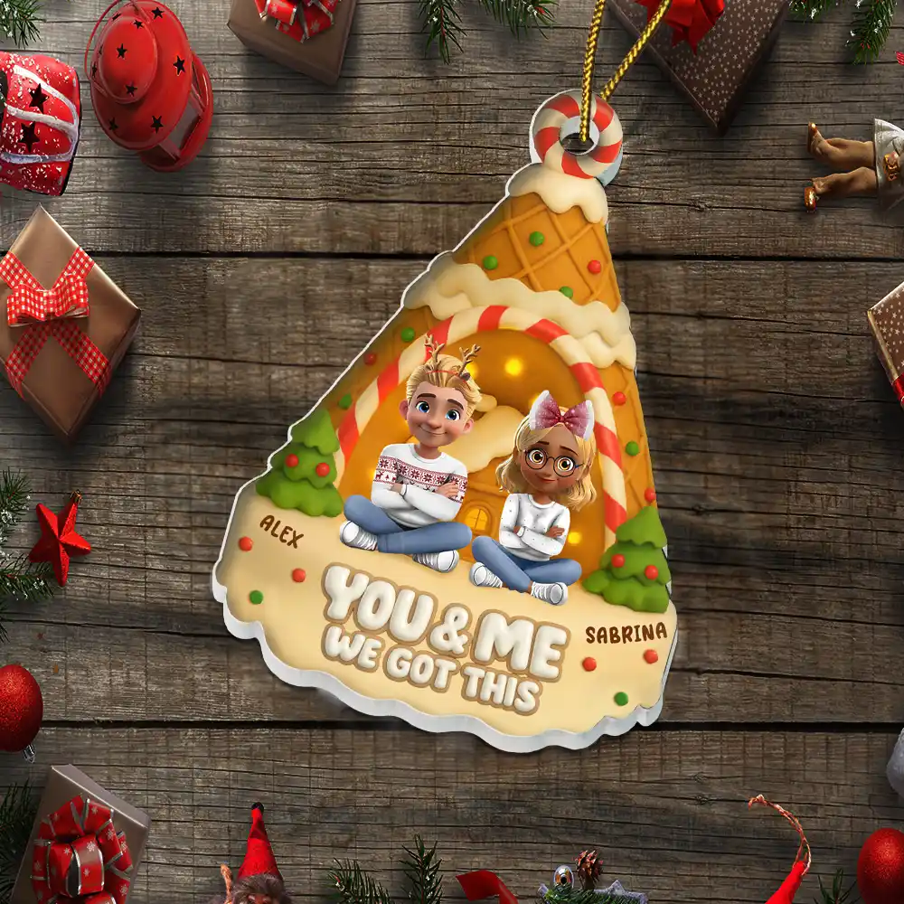 You And Me Waffle Christmas Tree - Personalized Custom Shaped Acrylic Ornament - Image 5