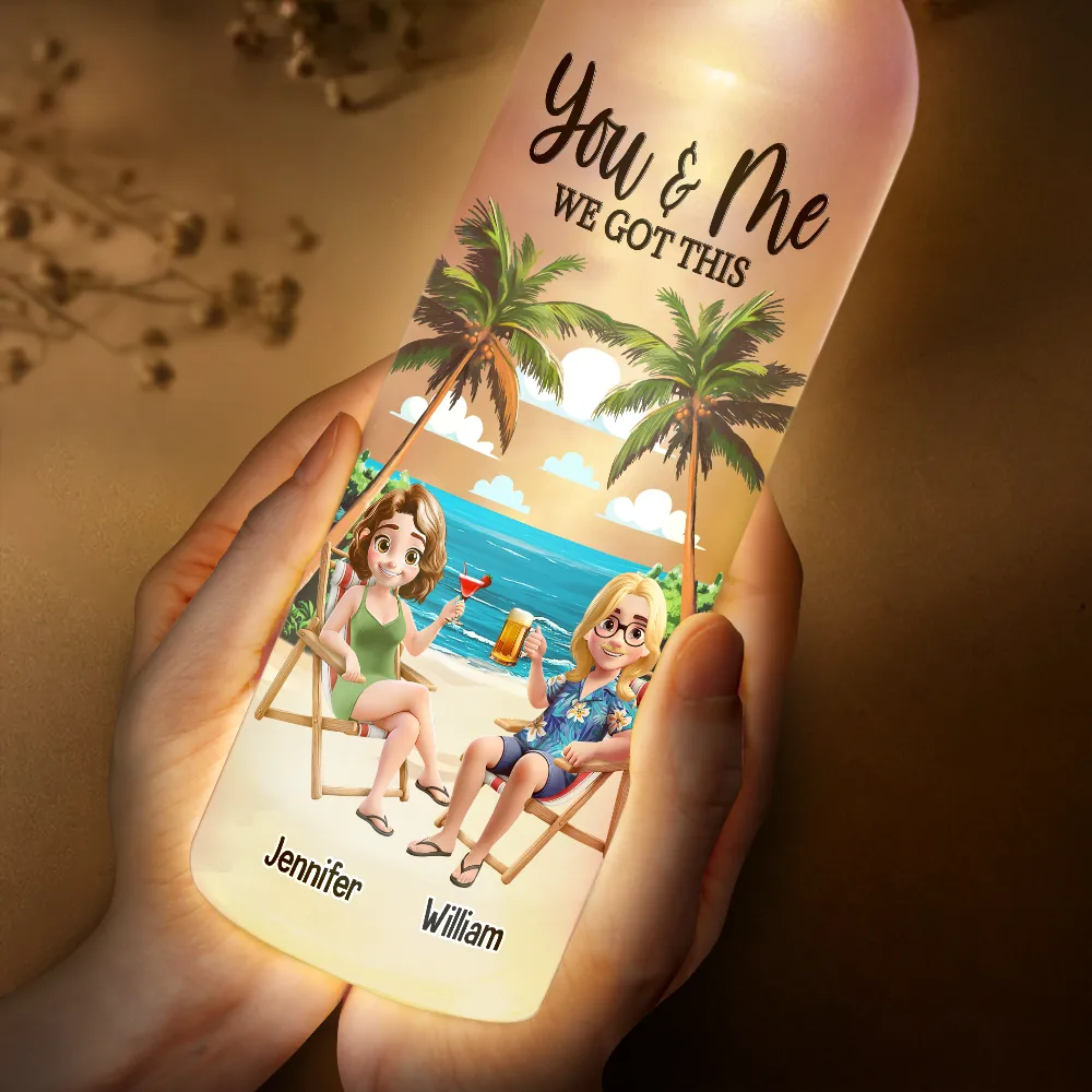 You And Me We Got This 3D Effect Couple Beach View - Personalized Bottle Light - Image 3