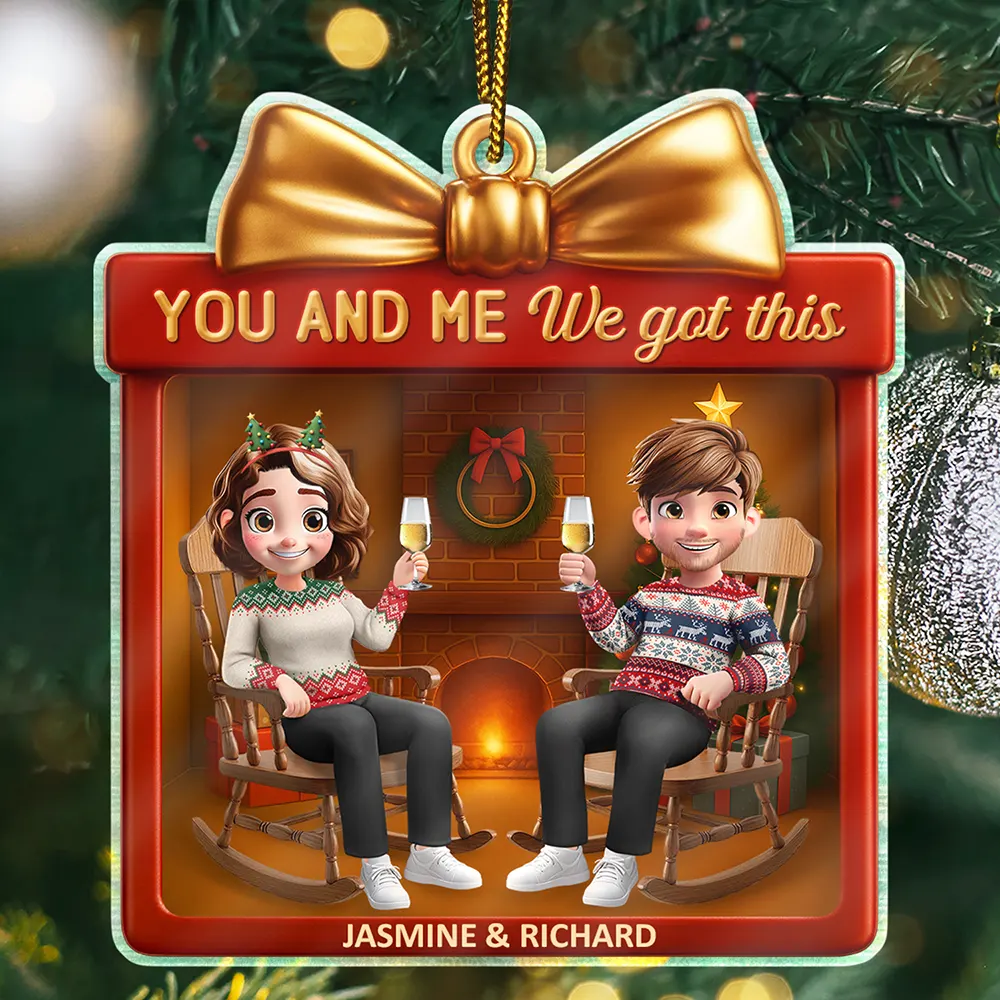 You And Me We Got This 3D Effect Couple - Personalized Custom Shaped Acrylic Ornament - Image 2