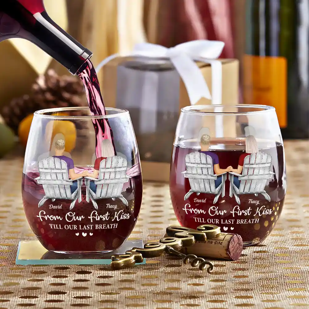 You And Me We Got This Anniversary Couple - Personalized Stemless Wine Glass - Image 3