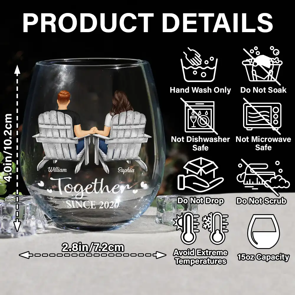 You And Me We Got This Anniversary Couple - Personalized Stemless Wine Glass - Image 5