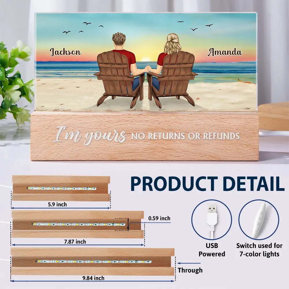 You And Me We Got This Beach View - Personalized Rectangle LED Light - Image 6