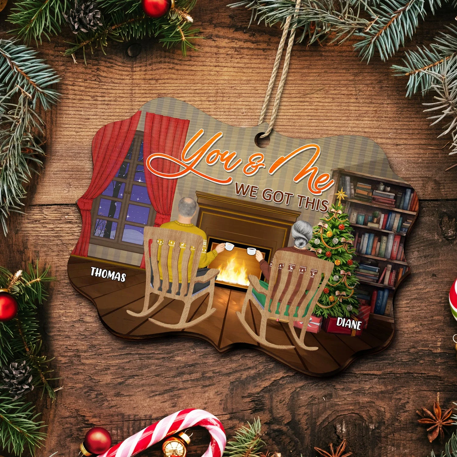 You And Me We Got This - Gift For Couples - Personalized Medallion Wooden Ornament - Image 5