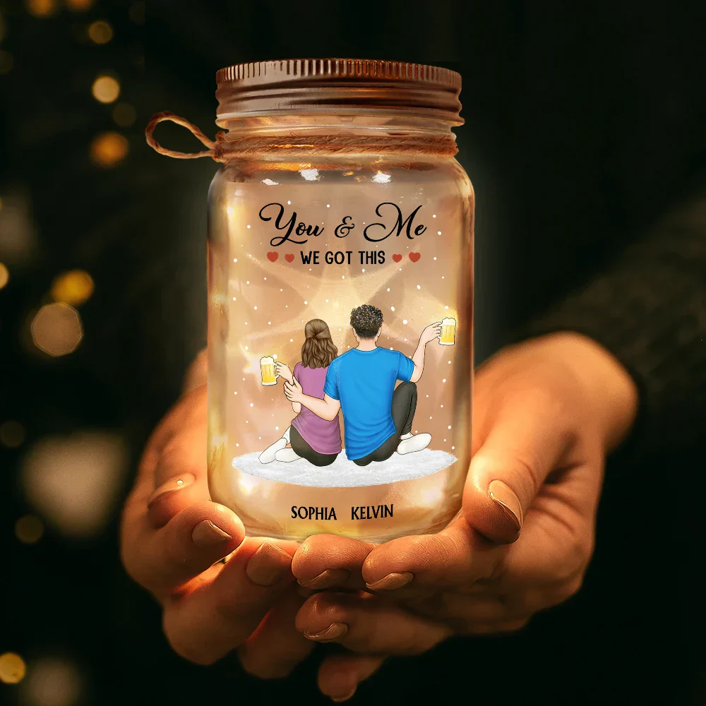 You And Me We Got This I Wish I Could Christmas Couples - Personalized Mason Jar Light - Image 3