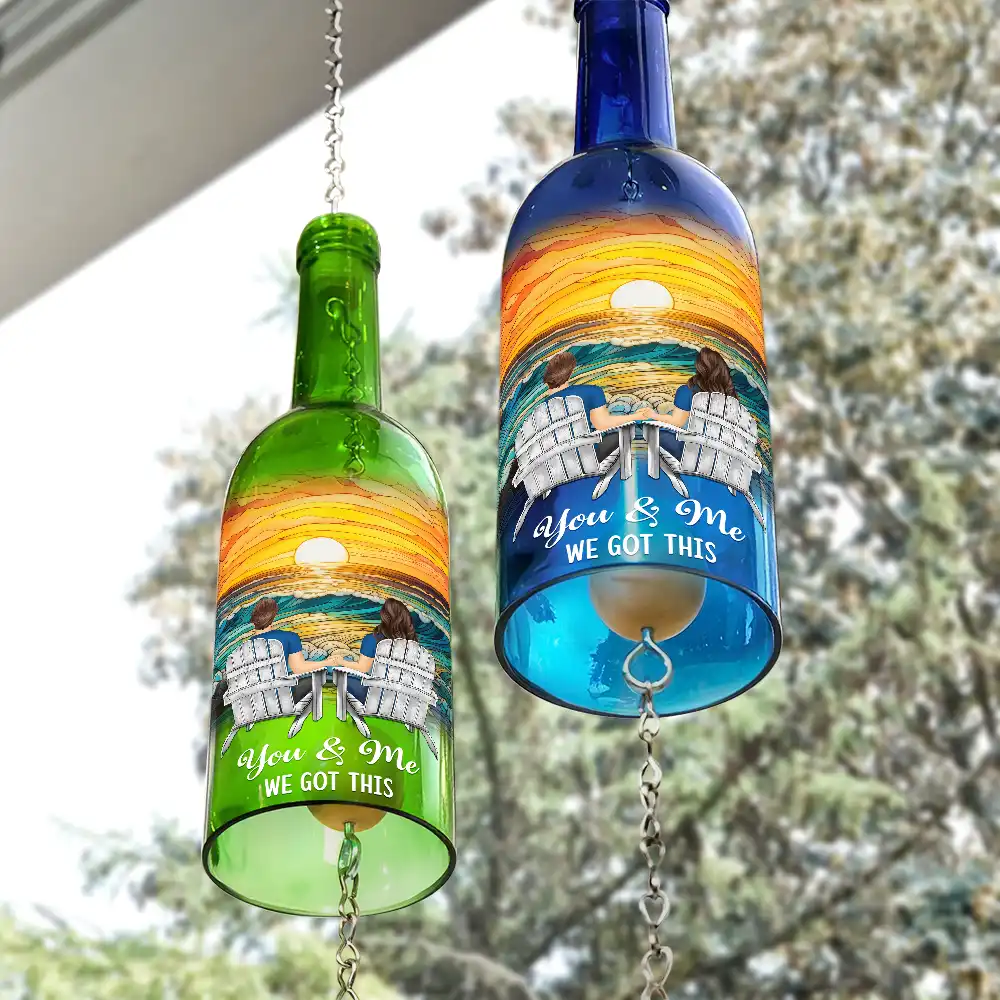 You And Me We Got This - Personalized Wine Bottle Wind Chime - Image 2