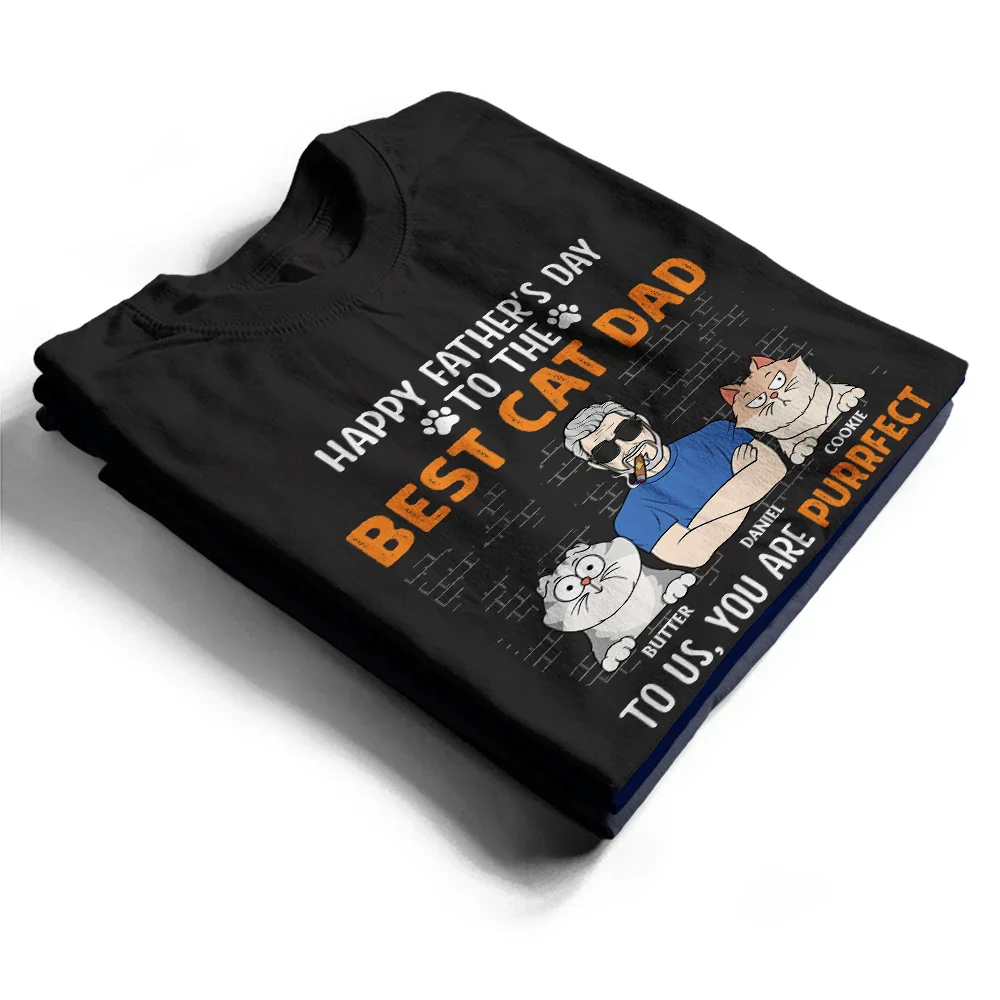 You Are A Purrfect Cat Dad - Personalized T Shirt - Image 2
