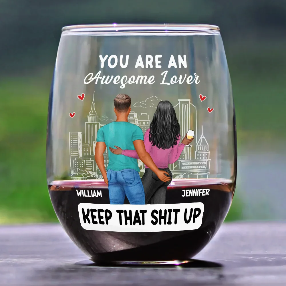 You Are An Awesome Wife - Personalized Stemless Wine Glass - Image 2
