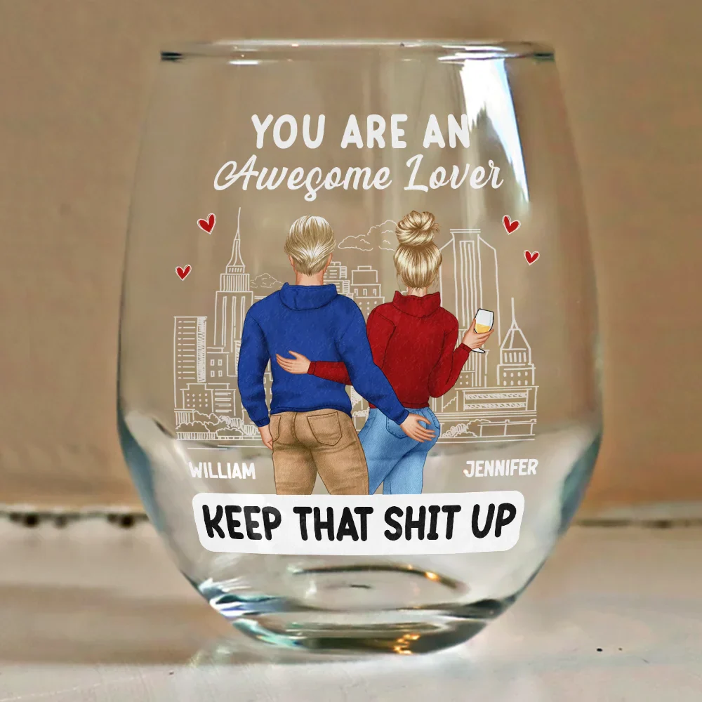 You Are An Awesome Wife - Personalized Stemless Wine Glass - Image 4