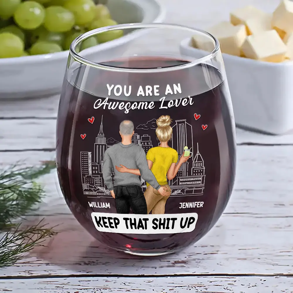 You Are An Awesome Wife - Personalized Stemless Wine Glass - Image 6