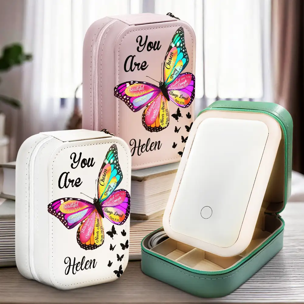 You Are Beautiful Christians - Personalized Makeup Box With LED Mirror - Image 2