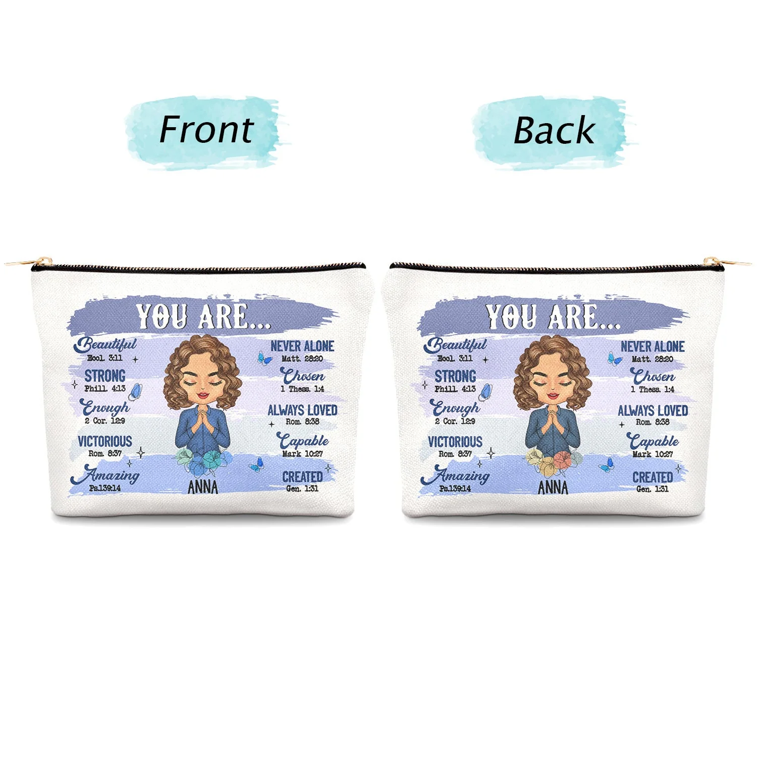 You Are Beautiful - Gift For Yourself, Gift For Women, Gift For Her - Personalized Cosmetic Bag - Image 4