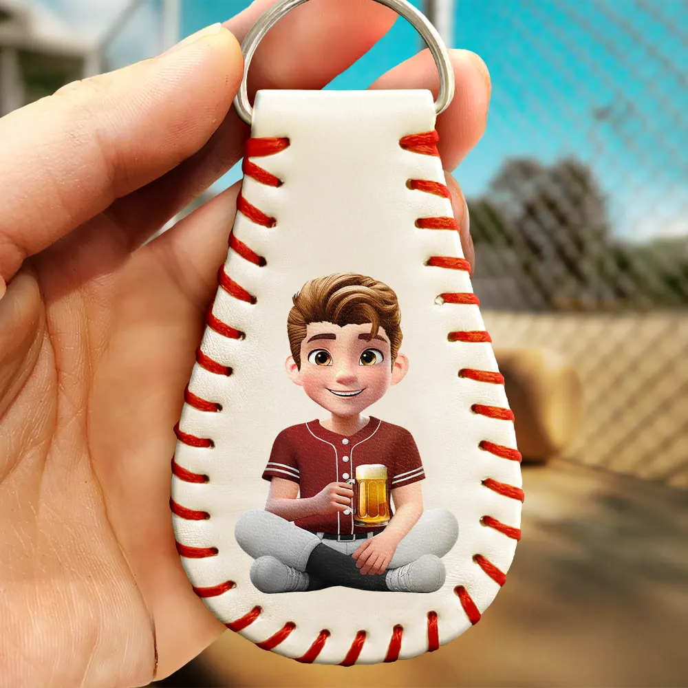 You Are Chosen Christian Baseball - Personalized Leather Baseball Keychain - Image 2
