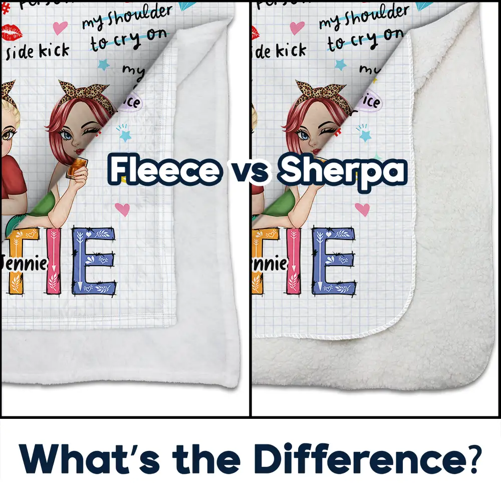 You Are My Bestie Cartoon - Personalized Fleece Blanket, Sherpa Blanket - Image 4