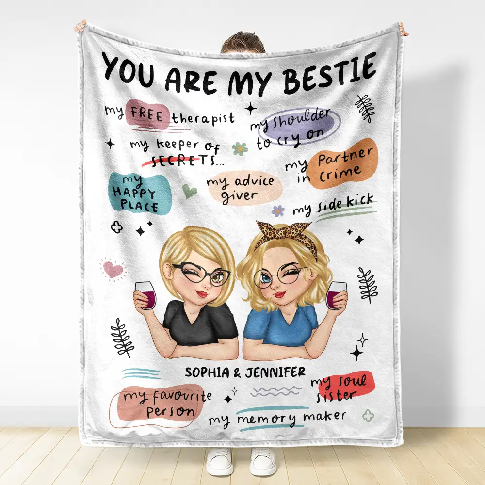 You Are My Bestie Turban Bestie - Personalized Fleece Blanket, Sherpa Blanket - Image 3