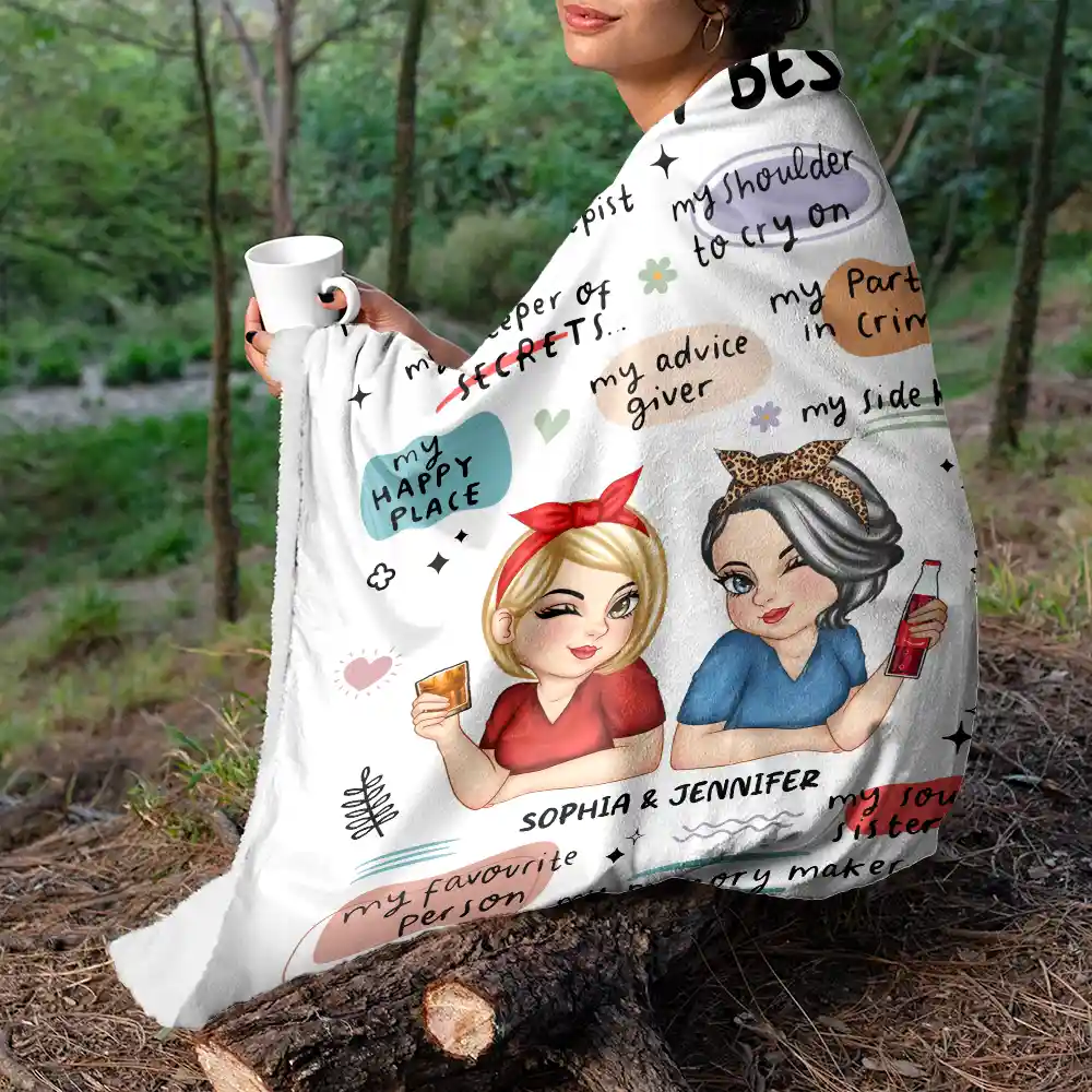 You Are My Bestie Turban Bestie - Personalized Fleece Blanket, Sherpa Blanket - Image 5