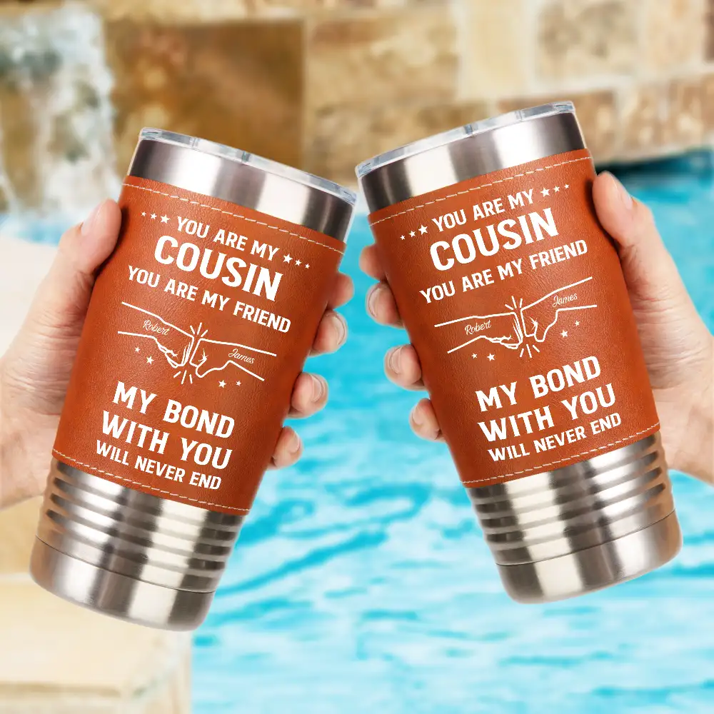 You Are My Brother My Friend - Personalized Leather Tumbler - Image 2