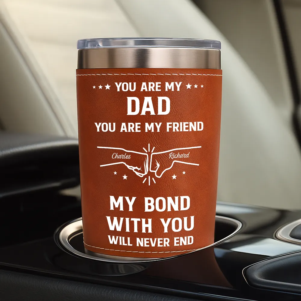 You Are My Brother My Friend - Personalized Leather Tumbler - Image 4