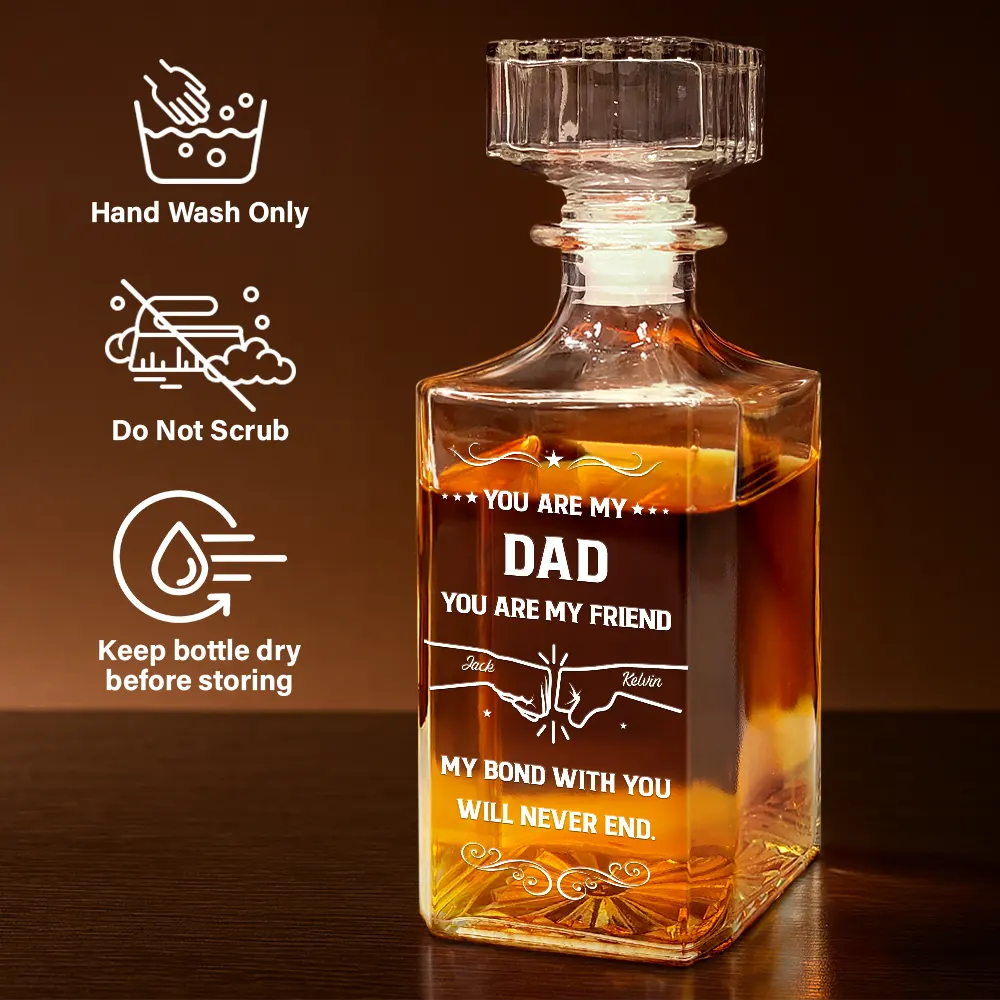 You Are My Brother My Friend - Personalized Square Whiskey Bottle - Image 6