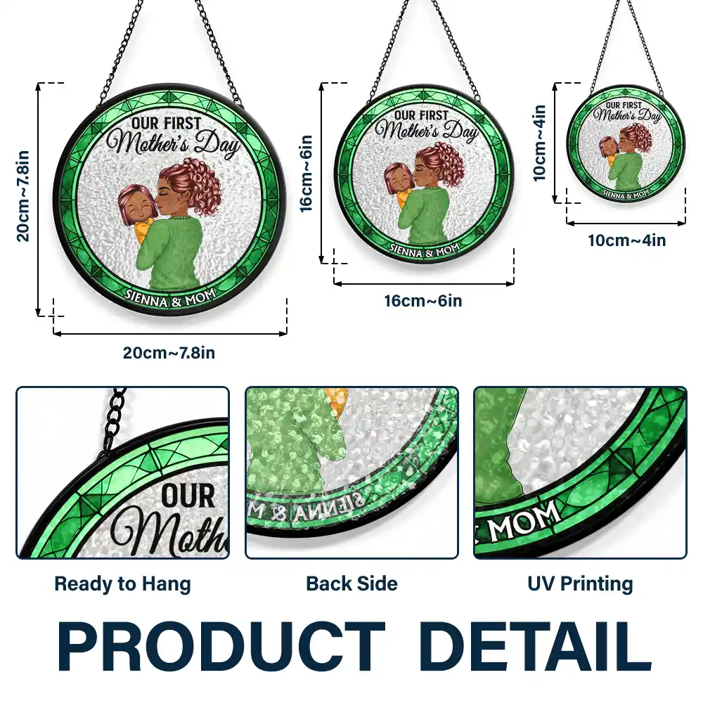 You Are My Everything Newborns New Mom - Personalized Stained Glass Window Hanging Suncatcher - Image 4
