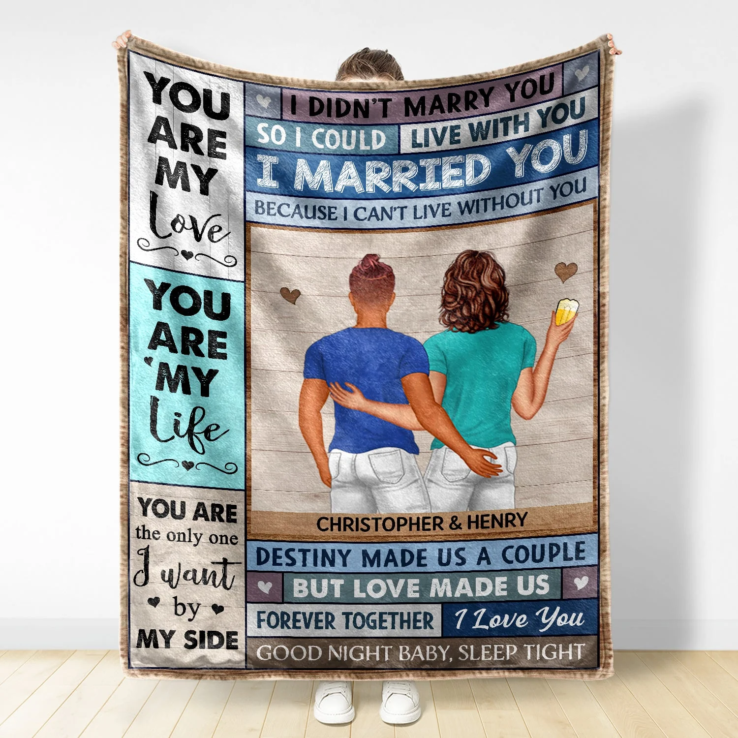 You Are My Love I Married You Because I Can't Live Without You Husband Wife Backside - Gift For Couples - Personalized Fleece Blanket - Image 2