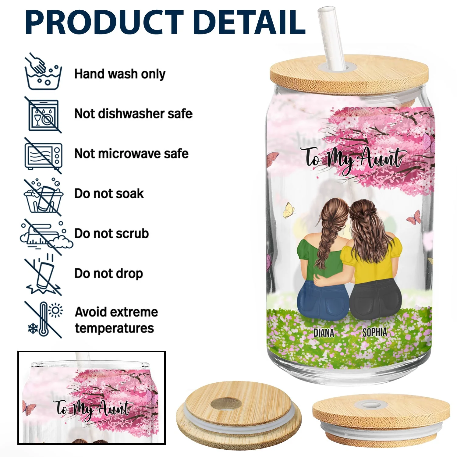 You Are Strong Fearless - Gift For Mother-Daughter And Aunt-Niece - Personalized Clear Glass Can - Image 4
