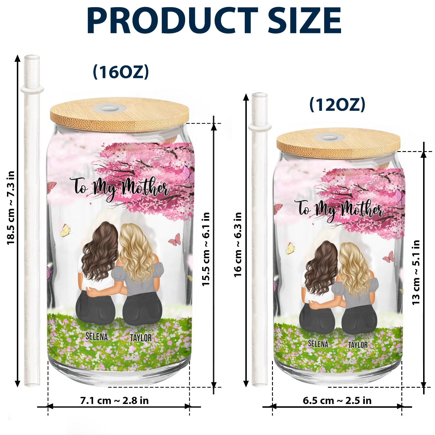 You Are Strong Fearless - Gift For Mother-Daughter And Aunt-Niece - Personalized Clear Glass Can - Image 5