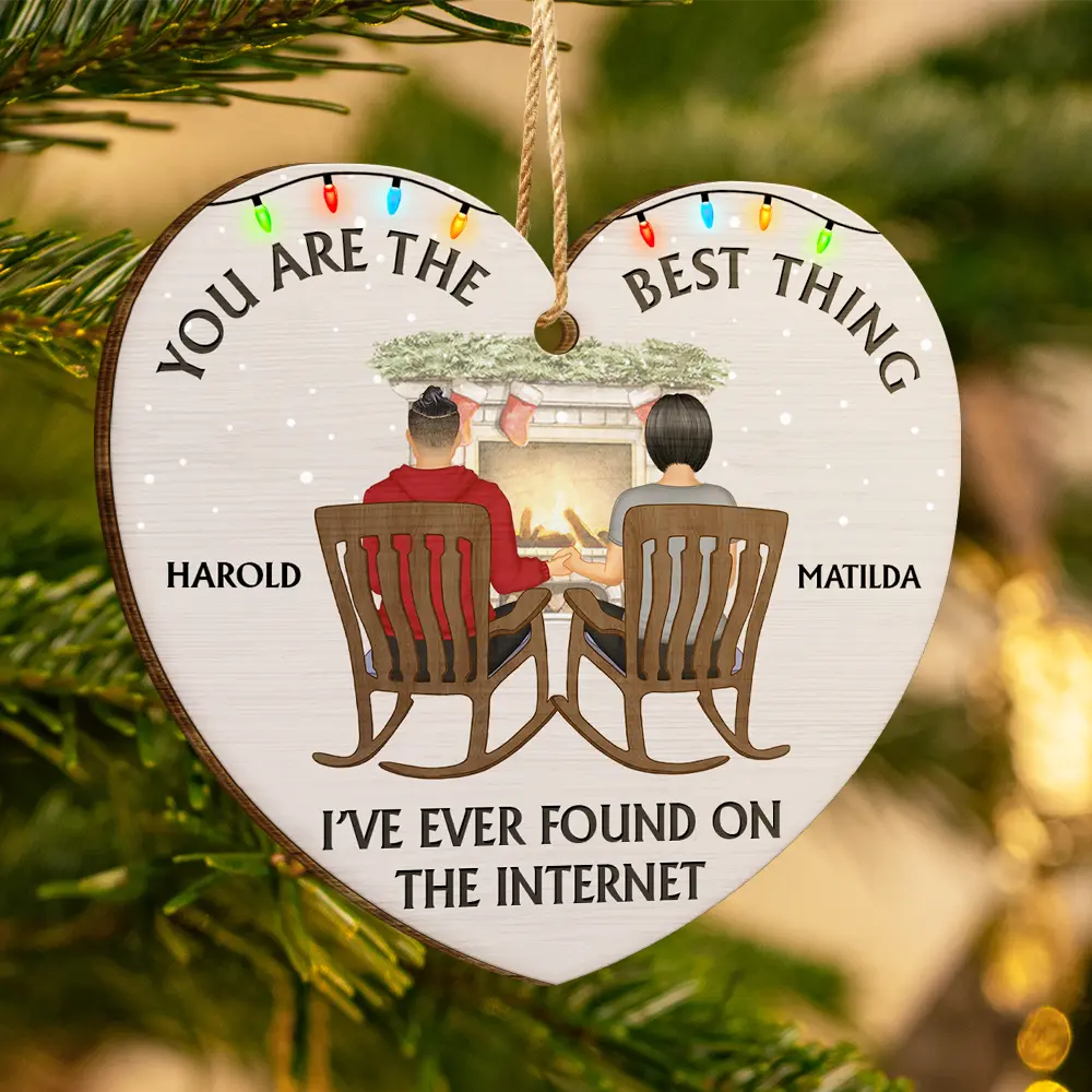 You Are The Best Thing Christmas Couples - Personalized Custom Shaped Wooden Ornament - Image 3