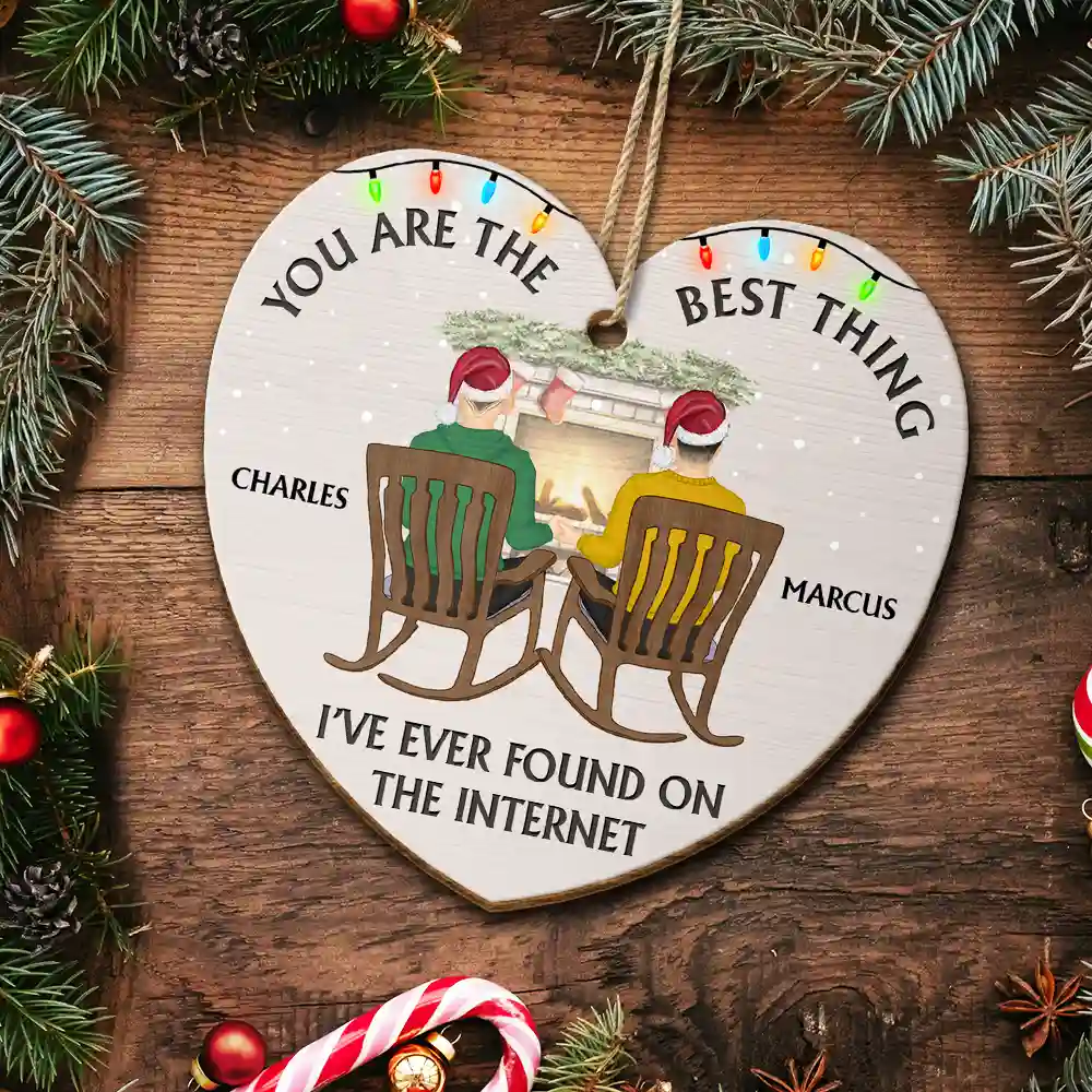 You Are The Best Thing Christmas Couples - Personalized Custom Shaped Wooden Ornament - Image 5