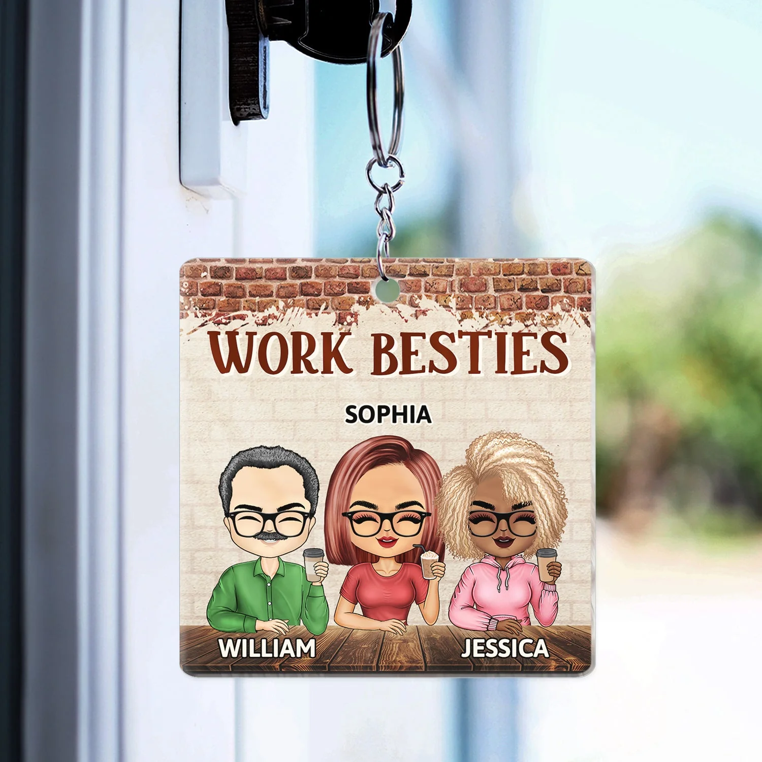 You Are The Reason I Don't Punch People At Work Brick - Funny, Anniversary, Birthday Gifts For Colleagues, Coworker, Besties - Personalized Custom Acrylic Keychain - Image 3