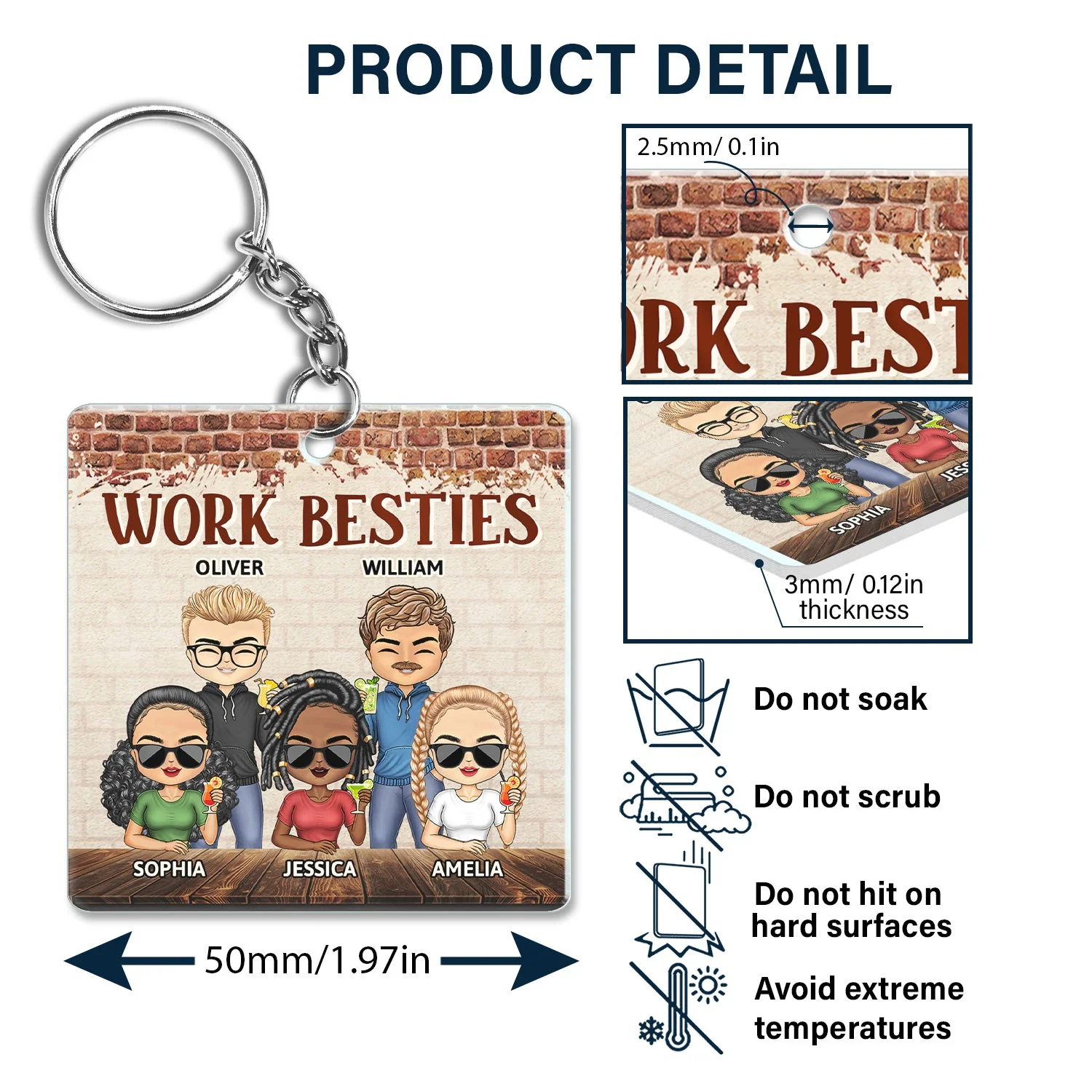 You Are The Reason I Don't Punch People At Work Brick - Funny, Anniversary, Birthday Gifts For Colleagues, Coworker, Besties - Personalized Custom Acrylic Keychain - Image 5