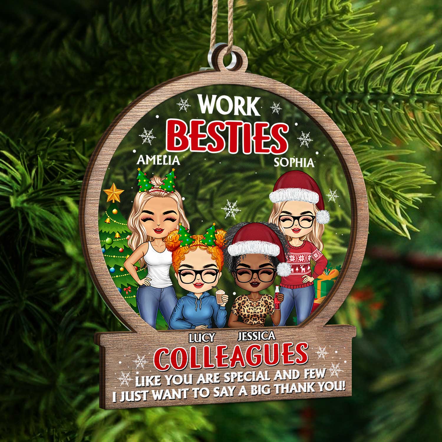 You Are The Reason I Don't Punch People At Work - Christmas Gifts For Colleagues, Coworker, Besties - Personalized 2-Layered Mix Ornament - Image 5
