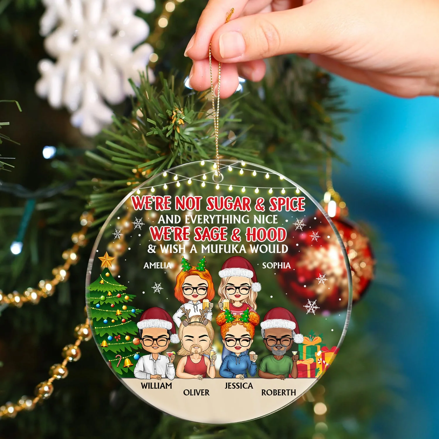 You Are The Reason I Don't Punch People At Work - Christmas Gifts For Colleagues, Coworker, Besties - Personalized Circle Acrylic Ornament - Image 4