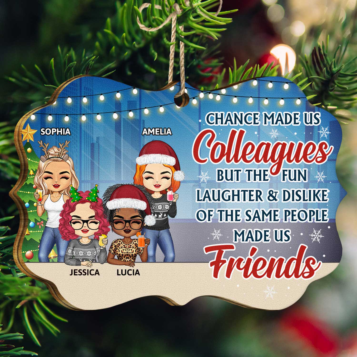 You Are The Reason I Don't Punch People At Work - Christmas Gifts For Colleagues, Coworker, Besties - Personalized Medallion Wooden Ornament - Image 3