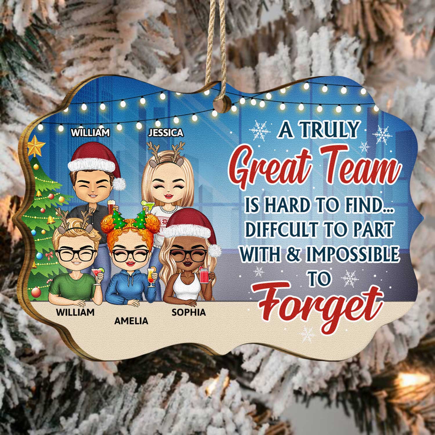 You Are The Reason I Don't Punch People At Work - Christmas Gifts For Colleagues, Coworker, Besties - Personalized Medallion Wooden Ornament - Image 4