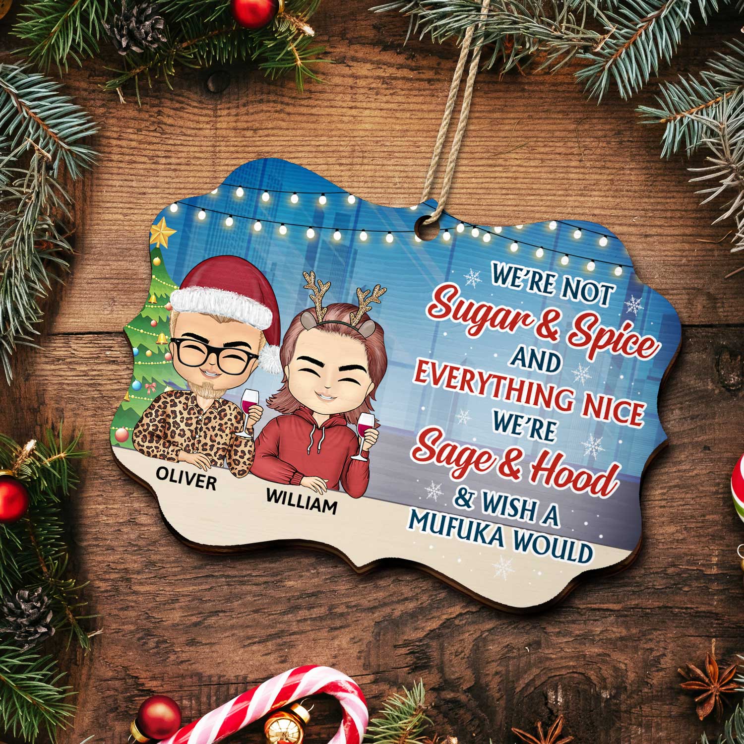 You Are The Reason I Don't Punch People At Work - Christmas Gifts For Colleagues, Coworker, Besties - Personalized Medallion Wooden Ornament - Image 5