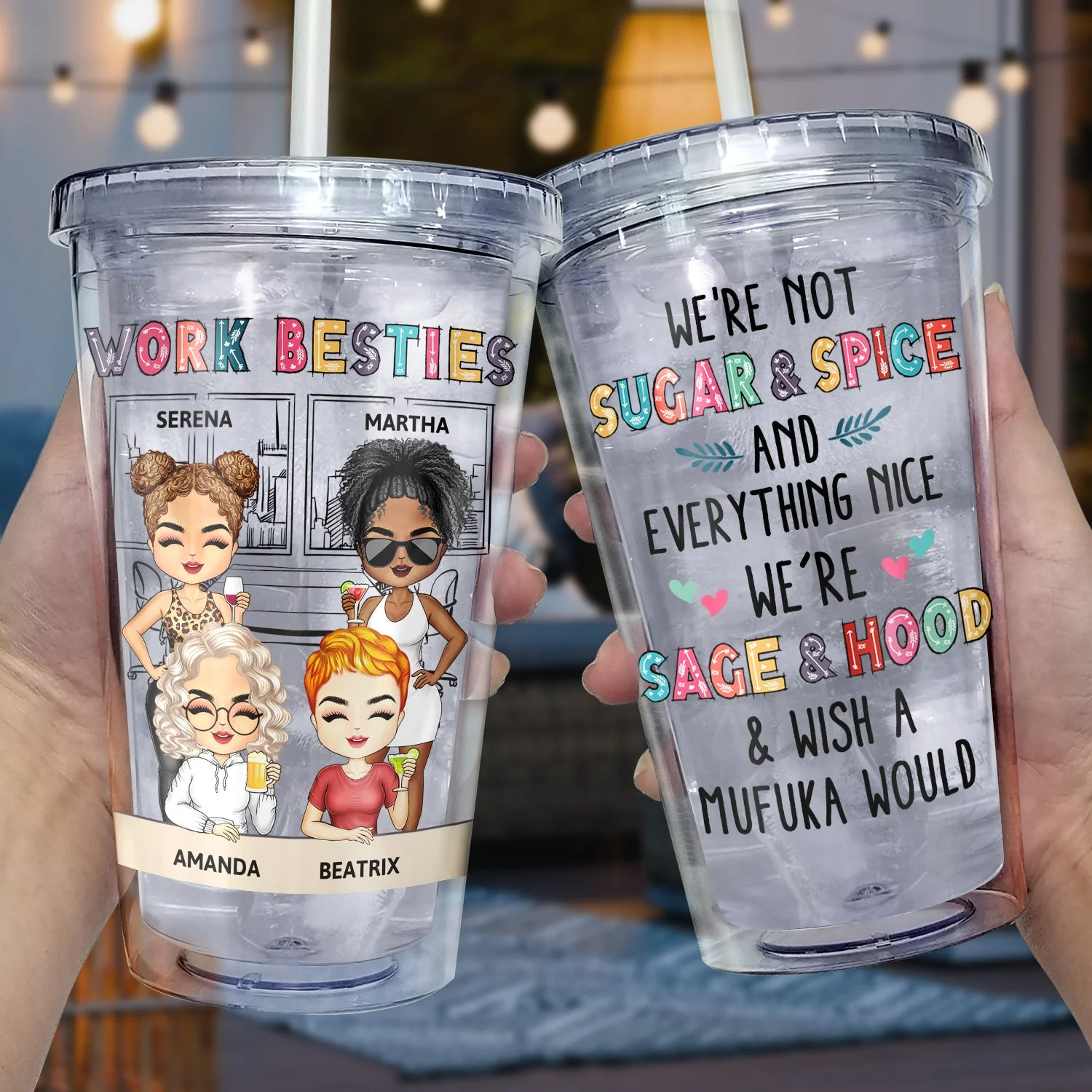 You Are The Reason I Don't Punch People At Work Colorful - Funny, Anniversary, Birthday Gifts For Colleagues, Coworker, Besties - Personalized Acrylic Insulated Tumbler With Straw - Image 3